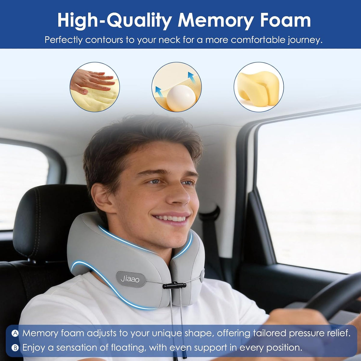 Advanced Memory Foam Travel Pillow for Neck Support in Airplanes, Cars, and Trains