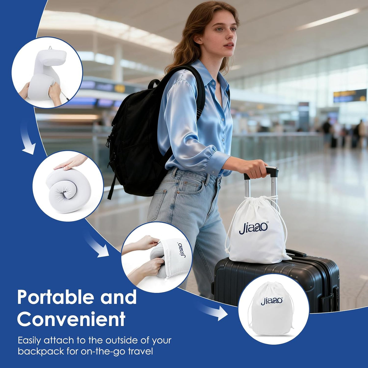 Advanced Memory Foam Travel Pillow for Neck Support in Airplanes, Cars, and Trains