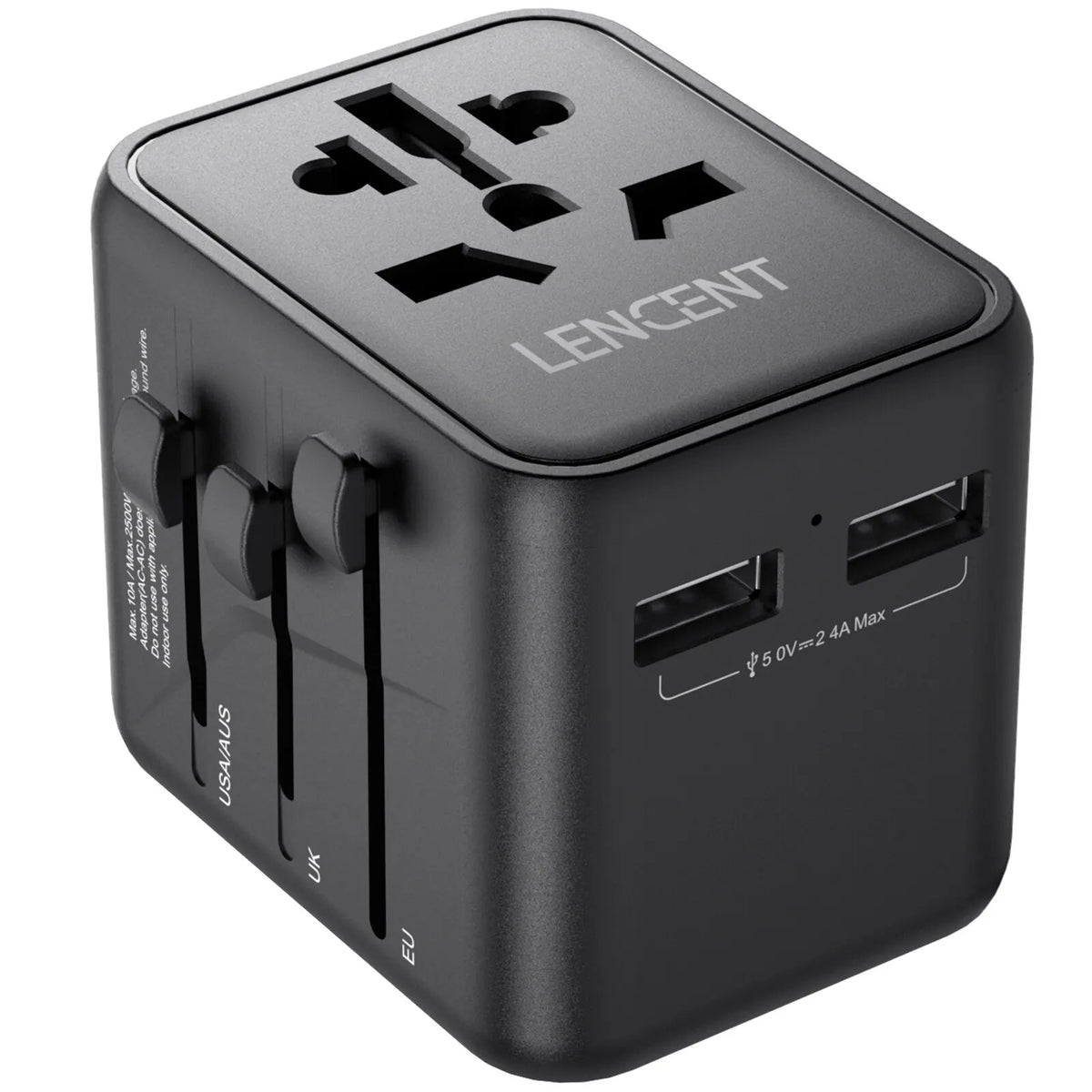 Universal Travel Adapter with Dual USB Ports - All-in-One Charger for EU, UK, USA, and AUS Plug Compatibility