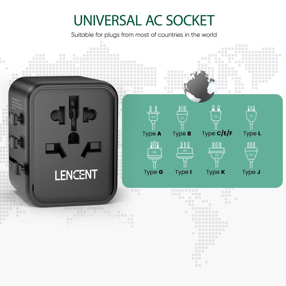 Universal Travel Adapter with Dual USB Ports - All-in-One Charger for EU, UK, USA, and AUS Plug Compatibility