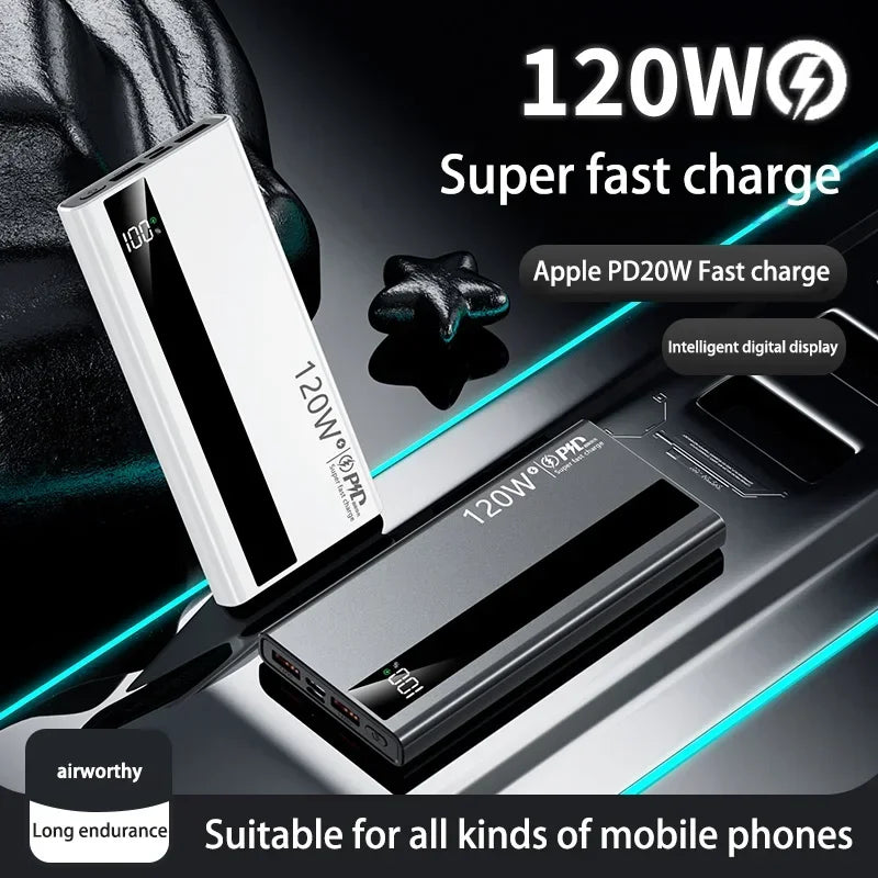 500000Mah High Capacity Powerbank 120W Super Fast Charging Portable External Battery Powerbank for Iphone Huawei 2026 NEW