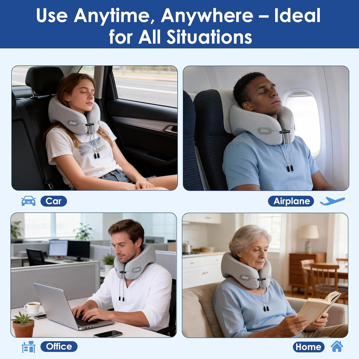 Advanced Memory Foam Travel Pillow for Neck Support in Airplanes, Cars, and Trains