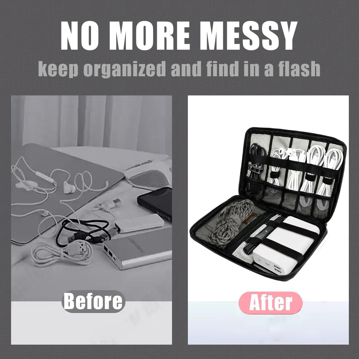 Travel Cable Organizer Pouch for Electronic Accessories and Essentials