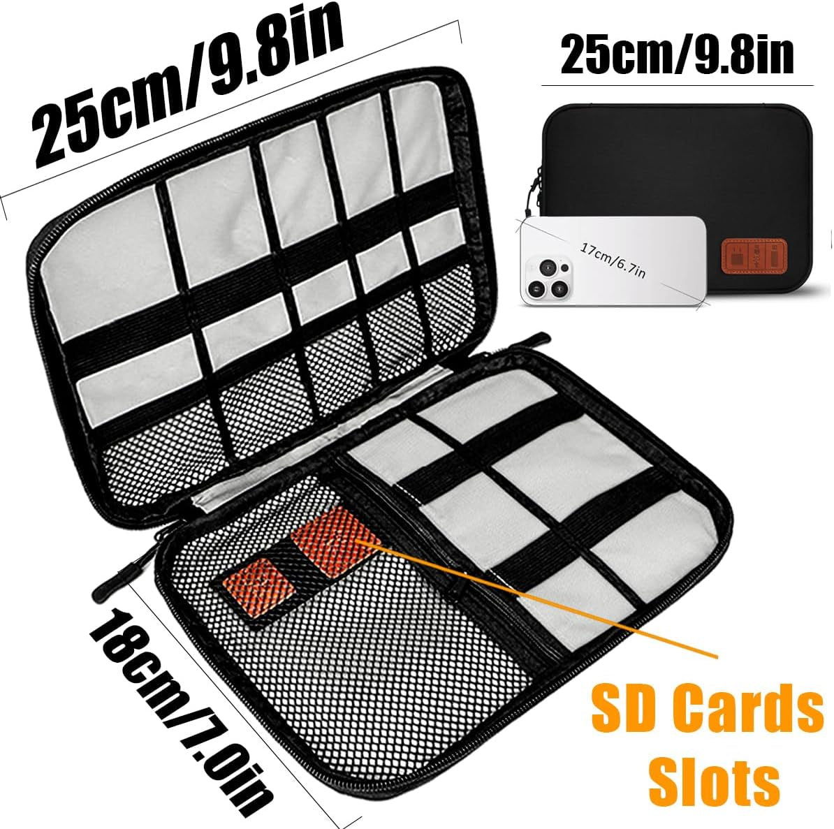Travel Cable Organizer Pouch for Electronic Accessories and Essentials