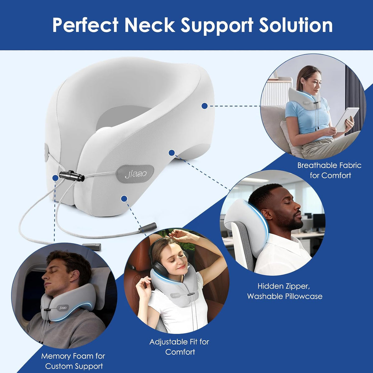 Advanced Memory Foam Travel Pillow for Neck Support in Airplanes, Cars, and Trains